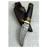 Damascus Steel Fixed Blade Knife w/ Sheath