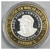 3/5ths Oz Silver Strike Casino Token, Babe Ruth