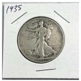 1935 Walking Liberty Silver Half Dollar, US 90%