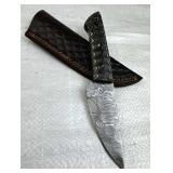 Damascus Steel Fixed Blade Knife w/ Sheath