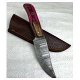 Damascus Steel Fixed Blade Knife w/ Sheath