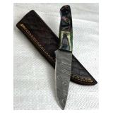 Damascus Steel Fixed Blade Knife w/ Sheath
