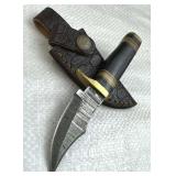 Damascus Steel Fixed Blade Knife w/ Sheath