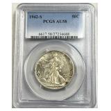 1942-S PCGS AU58 Walking Liberty Half Dollar, 50c
