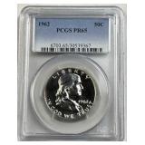 1962 PCGS PR65 Franklin Half Dollar, 50c Coin,