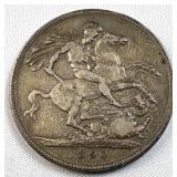 1890 Great Britain Silver 1 Crown, VF, .8409ASW