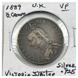 1889 Gr. Britain Silver 1/2 Crown Victoria .925