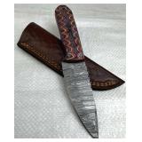 Damascus Steel Fixed Blade Knife w/ Sheath