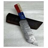 Damascus Steel Fixed TX Tanto Knife w/ Sheath