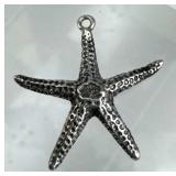 925 Silver Vtg Oxidized Starfish Charm Pendant