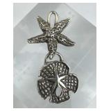 925 Silver Oxidized Starfish Dangling Sand Dollar