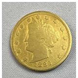 1883 Racketeer Nickel, 5c Coin - Plated to Pass