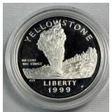 1999 Silver Proof Yellowstone $1 Commem. 90%