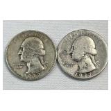 1937-P&D Washington Silver Quarter, US 90%