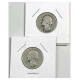 (2) 1935 Washington Silver Quarter, US 90%
