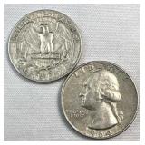 1955 & 1964-D Washington Silver Quarters, US