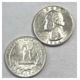 (2) 1964-D Silver Uncirculated Washington 25c