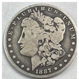 1887-O Morgan Silver Dollar, US $1 Coin, 90%