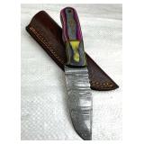 Damascus Steel Fixed Blade Knife w/ Sheath
