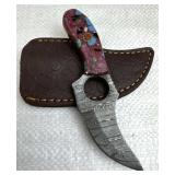 Damascus Steel Fixed Blade Knife w/ Sheath