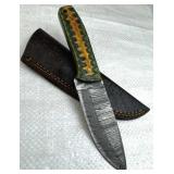 Damascus Steel Fixed Blade Knife w/ Sheath