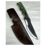 Lg Handmade Steel Fixed Blade Knife w/ Sheath