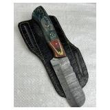 Damascus Steel Fixed Blade Knife w/ Sheath