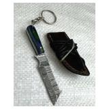 Mini Damascus Steel Fixed Blade Knife w/ Sheath