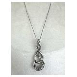 925 Silver Diamond Cascading Infinity Pendant Neck