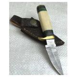 Damascus Steel Fixed Blade Knife w/ Sheath