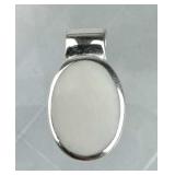 925 Silver Oval White Stone Inlay Slide Pendant