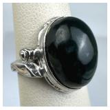 925 Silver Vintage Oval Bloodstone Cabochon Ring