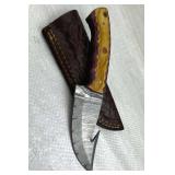 Damascus Steel Fixed Blade Knife w/ Sheath