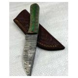 Damascus Steel Fixed Blade Knife w/ Sheath