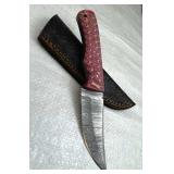 Damascus Steel Fixed Blade Knife w/ Sheath