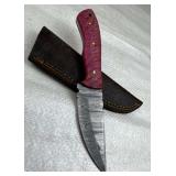 Damascus Steel Fixed Blade Knife w/ Sheath