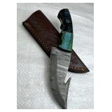 Damascus Steel Fixed Blade Knife w/ Sheath