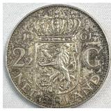 1961 Netherlands Silver 2-1/2 Gulden .720
