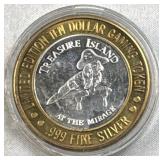 Treasure Island Gaming Token with .999 Silver