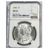 1896 Morgan Silver Dollar, NGC MS63 Mint State