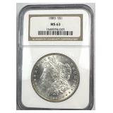 1883 Morgan Silver Dollar, NGC MS63 Mint State