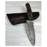 Damascus Steel Fixed Blade Knife w/ Sheath