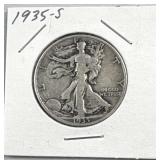 1935-S Walking Liberty Silver Half Dollar, US 90%