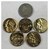 1883 Liberty Nickel No Cents, 5c Coin + 5 Gold