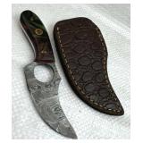 Damascus Steel Fixed Blade Knife w/ Sheath