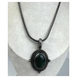925 Silver Indonesia Large Chrysoprase Necklace