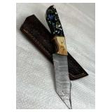 Damascus Steel Fixed Blade Knife w/ Sheath