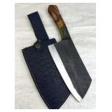 Lg Handmade Steel Fixed Blade Knife w/ Sheath