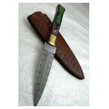 Damascus Steel Fixed Blade Knife w/ Sheath