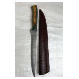 Lg Damascus Steel Fillet Blade Knife w/ Sheath
